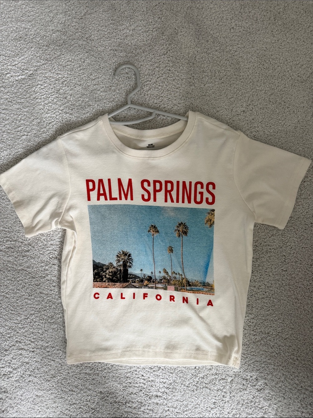 Kids Palm Springs Graphic Tee - Cream with Red Print